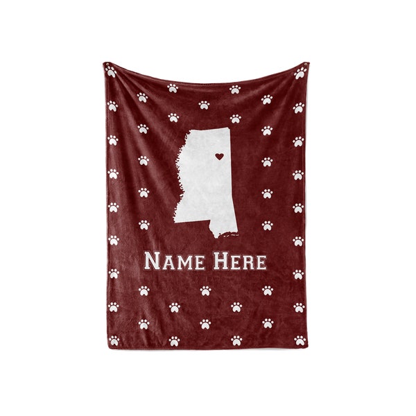 State Pride Series Starkville Mississippi - Personalized Custom Fleece Blankets with Your Family Name -  Football Basketball Edition