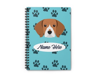 Custom Spiral Notebook for Kids - 6"x8" Personalized Notebooks with Inside Pocket and Ruled Lines - Beagle Pets Mom Beagles Dad Beagle's Dog