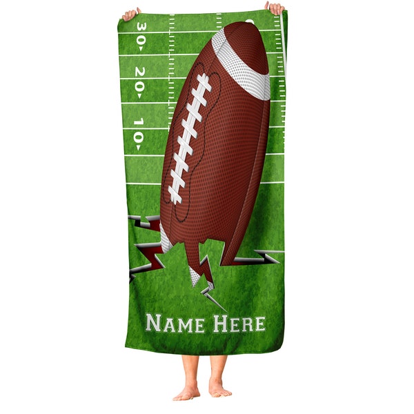 Football - Personalized Football Themed Towel - Customize your Beach Pool and Bath Towels