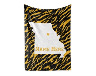 State Pride Series Columbia Missouri - Personalized Custom Fleece Blankets with Your Family Name -  Football Basketball Edition