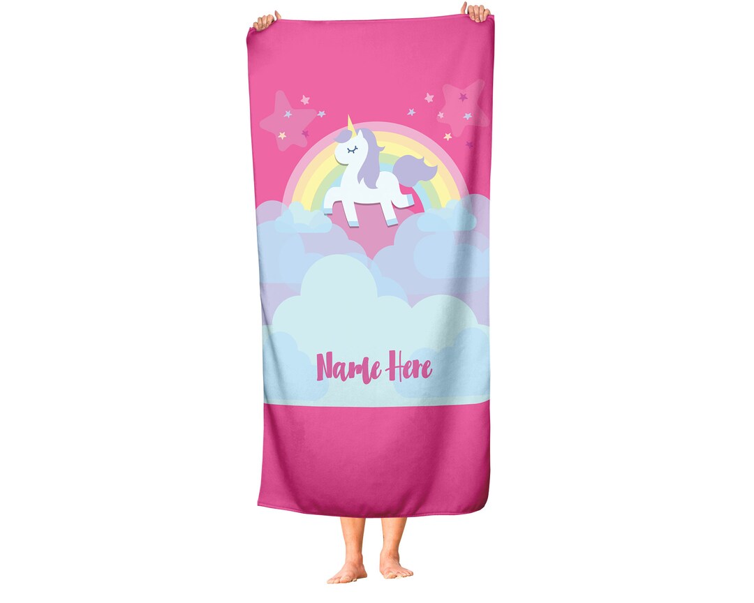 Unicorn Personalized Rainbow Unicorns Towel for Kids Customize Your