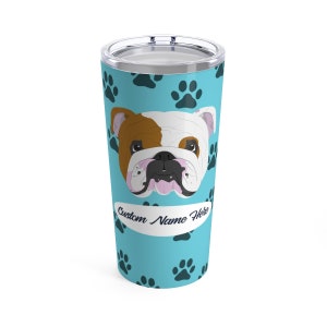 Love My English Bulldog Personalized Custom Stainless Steel Tumbler Travel Mug for Hot Coffee Cold Drinks 20oz with Lid Dishwasher Safe image 3