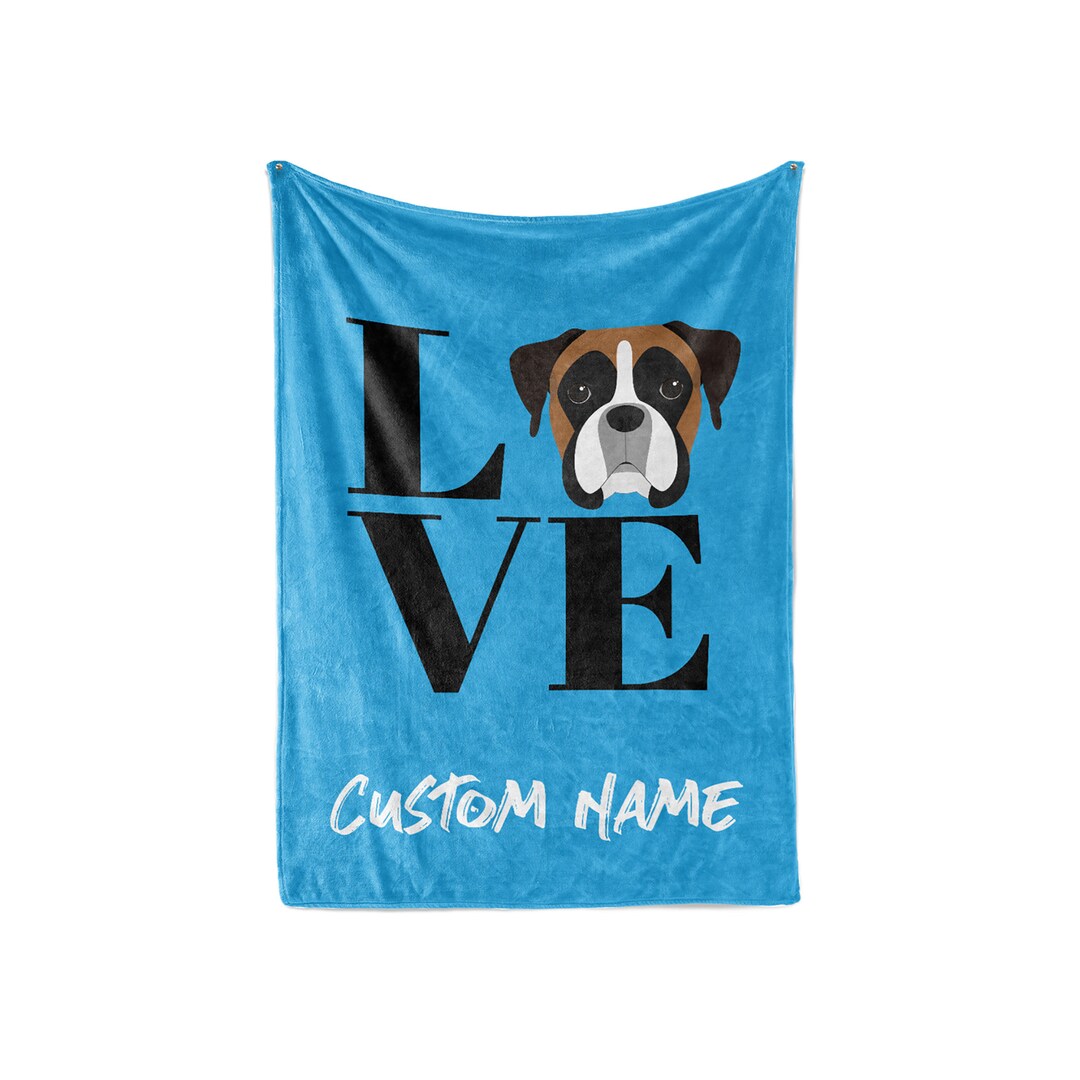 Boxer Personalized Custom Fleece and Sherpa Blankets With Your Family
