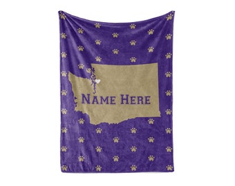 State Pride Series Seattle Washington - Personalized Custom Fleece Blankets with Your Family Name -  Football Basketball Edition