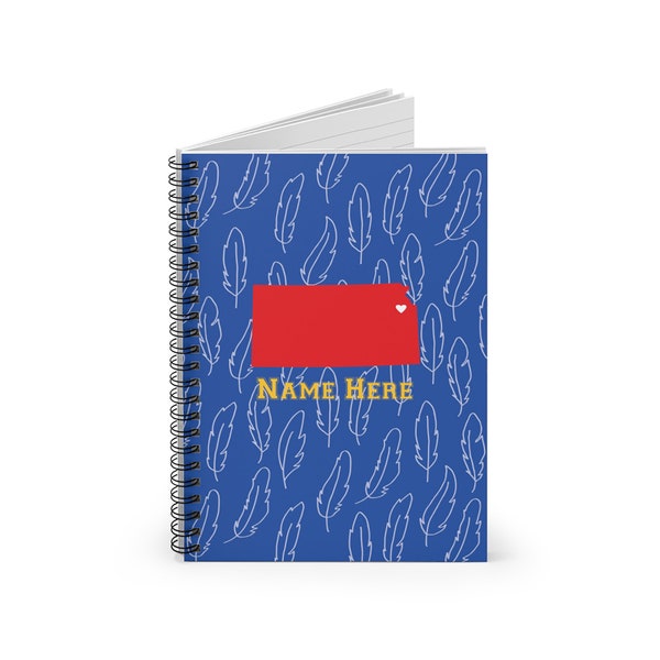 Custom Spiral Notebook Lawrence Kansas - 6"x8" Personalized Notebooks with Inside Pocket and Ruled Line Pages