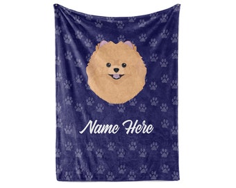 Pomeranian Personalized Custom Fleece and Sherpa Blankets with Your Family or Dog's Name - Great Gifts for Dog Lovers