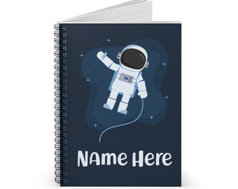 Custom Spiral Notebook for Kids - 6"x8" Personalized Notebooks with Inside Pocket and Ruled Lines - Astronaut Space Explorer