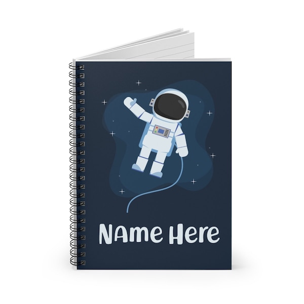 Custom Spiral Notebook for Kids - 6"x8" Personalized Notebooks with Inside Pocket and Ruled Lines - Astronaut Space Explorer