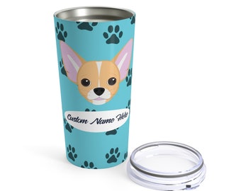 Love My Chihuahua - Personalized Custom Stainless Steel Tumbler Travel Mug for Hot Coffee Cold Drinks - 20oz with Lid Dishwasher Safe