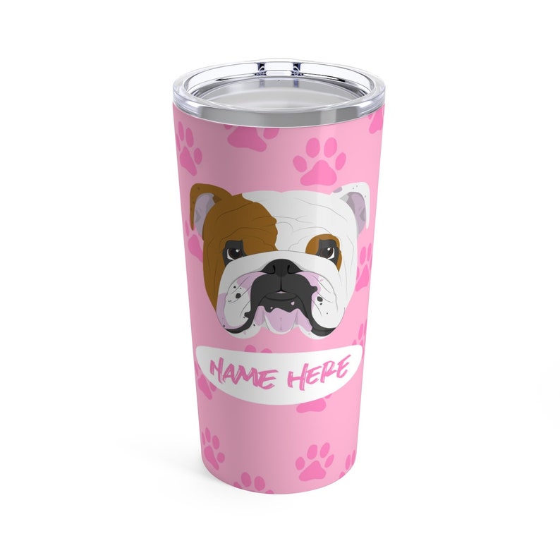 Love My English Bulldog Personalized Custom Stainless Steel Tumbler Travel Mug for Hot Coffee Cold Drinks 20oz with Lid Dishwasher Safe image 6