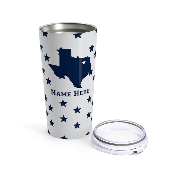 State Pride Series Dallas Texas - Personalized Custom Tumbler Travel Coffee Mug for Warm Cold Drinks - 20oz with Lid Dishwasher Safe