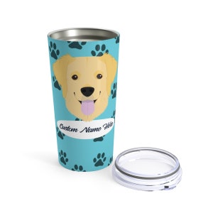 Love My Golden Retriever - Personalized Custom Stainless Steel Tumbler Travel Mug for Hot Coffee Cold Drinks - 20oz with Lid Dishwasher Safe