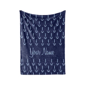 Nautical Anchor Theme Personalized Custom Fleece and Sherpa Blankets ...