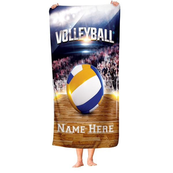 Volleyball - Personalized Volley Ball Themed Towel - Customize your Beach Pool and Bath Towels with Kids Name and Number