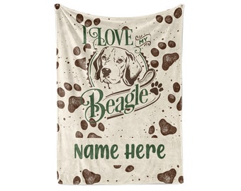 Beagle - Personalized Custom Fleece and Sherpa Blankets with Your Family or Dog's Name - Great Gifts for Dog Lovers