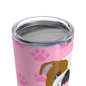 Love My English Bulldog Personalized Custom Stainless Steel Tumbler Travel Mug for Hot Coffee Cold Drinks 20oz with Lid Dishwasher Safe image 5