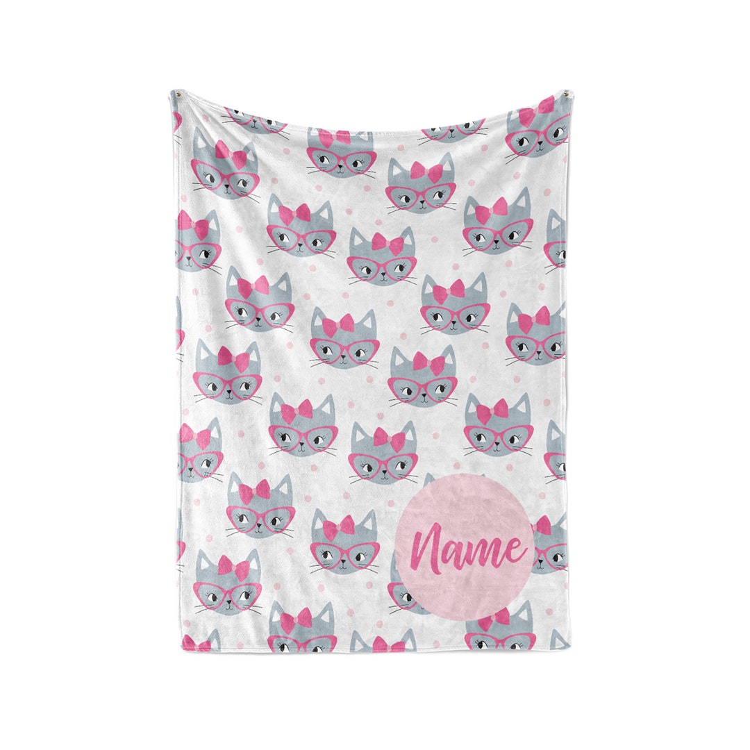 Cat Pattern Theme Personalized Fleece and Sherpa Blankets Etsy
