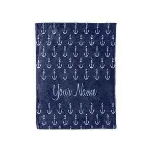 Nautical Anchor Theme Personalized Custom Fleece and Sherpa Blankets ...