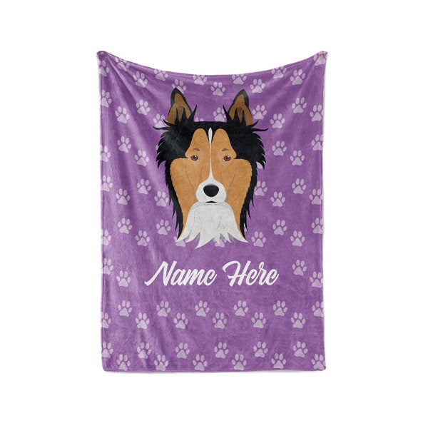 Border Collie Personalized Custom Fleece and Sherpa Blankets with Your Family or Dog's Name - Great Gifts for Dog Lovers