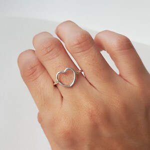sterling silver heart ring , delicate ring, Open Heart Ring, Dainty Stacking Ring, love ring, Friendship Ring, Romantic gift for her