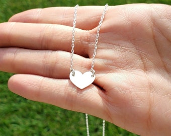 sterling silver choker, heart choker, silver choker, heart pendant, dainty necklace, tiny heart necklace, mothers day from daughter
