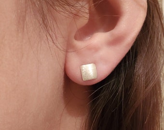 Sterling Silver Square Stud Earrings: Geometric Minimalist Jewelry