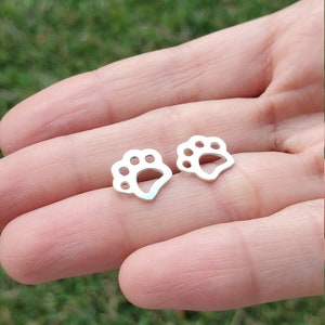 Paw Earrings Sterling Silver, dog earrings, paw earrings, cat earrings, dog paw stud earrings, Animal Stud Earrings, paw print earrings