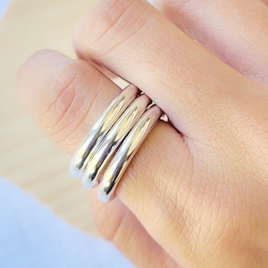 Chunky Sterling Silver Ring, thick silver rings, stacking ring for women, heavy simple ring jewelry, solid minimalist wire Ring Stackable