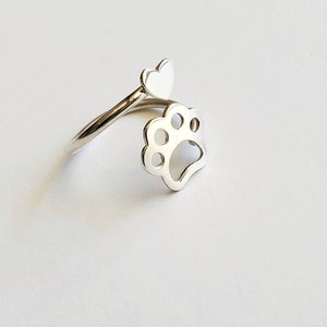 Dog Paw Ring Sterling Silver , Mom pet remembrance ring, paw jewelry, dog memorial ring, pet sympathy gift, memorial gift for loss of dog,