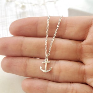 Tiny Anchor necklace Sterling Silver 925, nautical necklace, ocean necklace for women, dainty beach necklace, love surfer necklace jewelry image 2