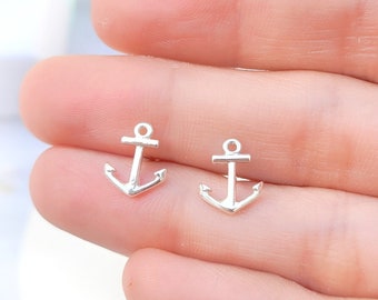 Anchor Earrings Sterling Silver 925, nautical earrings, sea summer earrings, Tiny Stud Earrings, beach jewelry for her, beach wedding gift