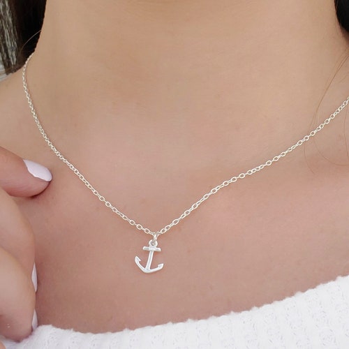 Anchor Necklace Sterling Silver Beach Necklace Simple Etsy
