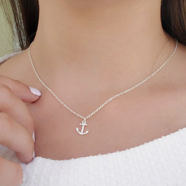 Tiny Anchor necklace Sterling Silver 925, nautical necklace, ocean necklace for women, dainty beach necklace, love surfer necklace jewelry