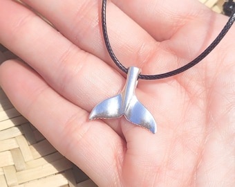 Whale Tail Necklace Sterling Silver, Orca Whale pendant, Surfer ocean necklace for men, beach jewelry, nautical charm woman, humpback whale