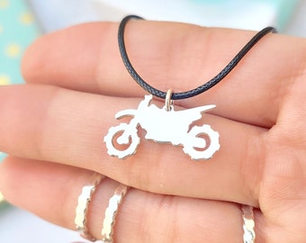 Sterling Silver Motorcycle Necklace, motocross birthday gift, motocross mom, dirt bike, motor bike accessories, motorcycle gifts for men