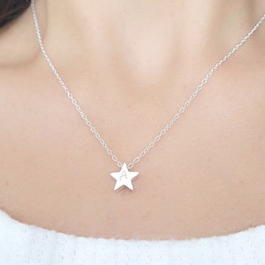 Custom Sterling Silver Initial Star necklace, best friend necklace for 2, bridesmaid gifts, matching couples, unbiological sister birthday