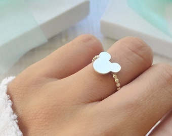 Mickey Mouse Ring Sterling Silver, Disney engagement ring, disney jewelry for women, mama mouse, disney mother day, stacking ring