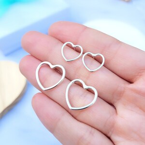 Sterling Silver Tiny Open Heart Earrings, simple dainty heart stud, love everyday earrings for her, wife Anniversary, Christmas gift