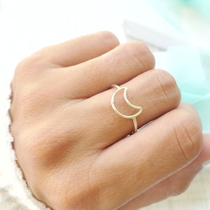 925 Sterling Silver Moon Ring, Cresent Moon Ring, open moon stacking ring, celestial ring, half moon jewelry, Minimalist Ring for women,