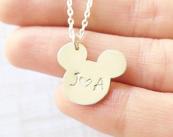 Collana personalizzata di Topolino, collana Disney in argento sterling per donna, festa della mamma Disney personalizzata, regali iniziali Disney, mamma topo