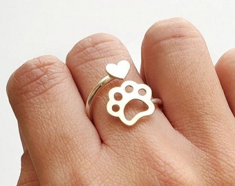 Paw Print Ring Sterling Silver, ashes Dog Mom ring, personalized pet ring for women, paw jewelry, dog memorial jewelry, dog lover gift