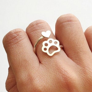 Sterling Silver Paw Print Ring: Dog Mom Pet Memorial Jewelry