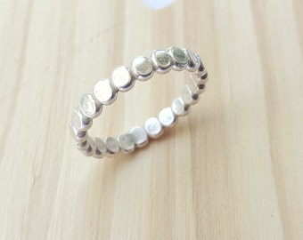 Sterling Silver Ball Ring, stackable rings, dainty ring, ball pattern ring, flat bead ball ring, everyday ring, simple ring, mothers day,