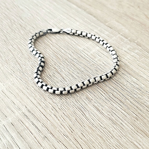 Men's Box Chain Bracelet - Sterling Silver