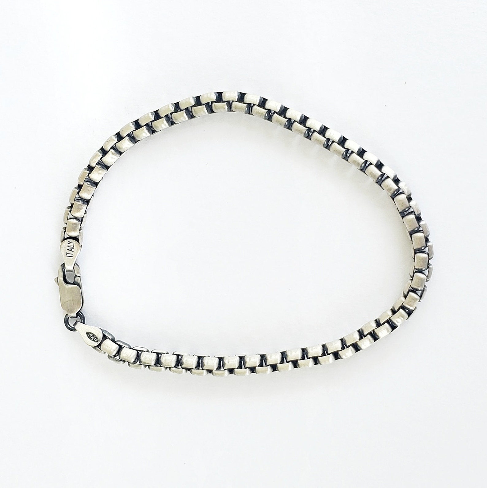 Sterling Silver Box Chain Bracelet Mens Bracelet Gift for Etsy