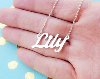Sterling Silver Name Necklace: Personalized Cursive Jewelry