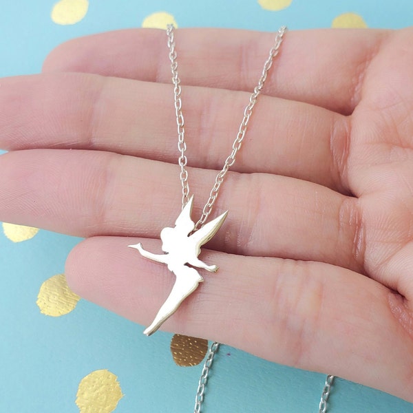 Tinkerbell Necklace Sterling Silver, fairy necklace, peter pan necklace, disney necklace, fairy charm, Magical Jewelry, TinkerBell charm