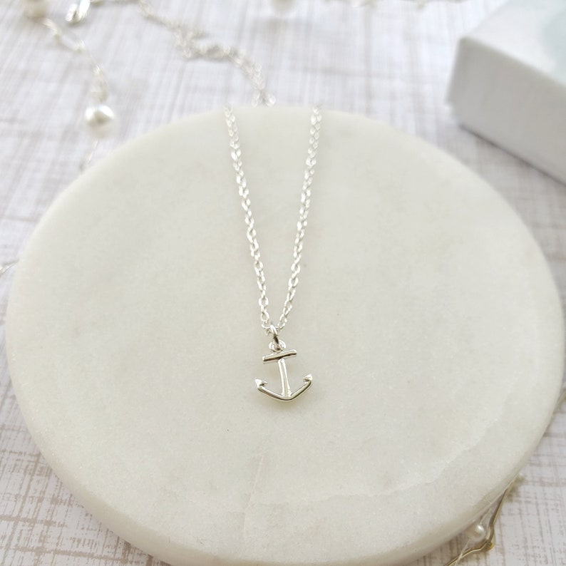 Tiny Anchor necklace Sterling Silver 925, nautical necklace, ocean necklace for women, dainty beach necklace, love surfer necklace jewelry image 8