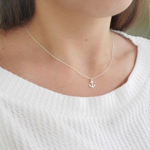 Tiny Anchor necklace Sterling Silver 925, nautical necklace, ocean necklace for women, dainty beach necklace, love surfer necklace jewelry image 4