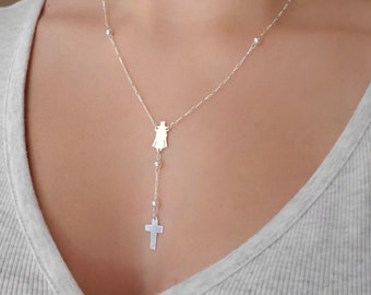 Sterling Silver Rosary Necklace: Handmade Catholic Jewelry Gift